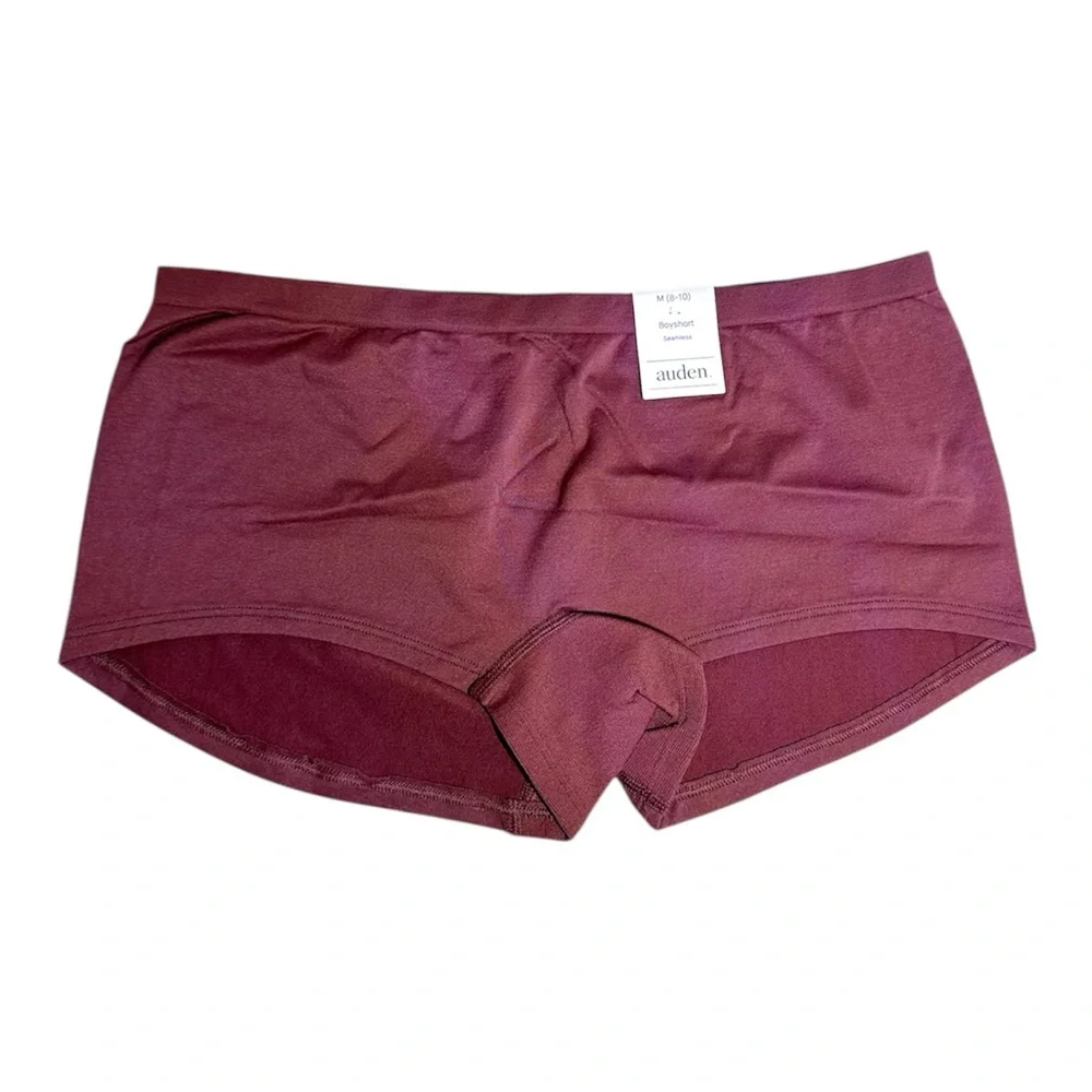 NWT Auden Seamless Boyshort Underwear Medium 8-10 “Red” Wine Burgundy Color - Picture 2 of 8